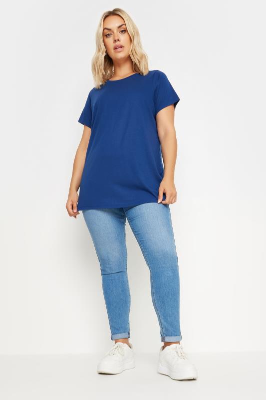 YOURS Plus Size Blue Short Sleeve T-Shirt | Yours Clothing 2