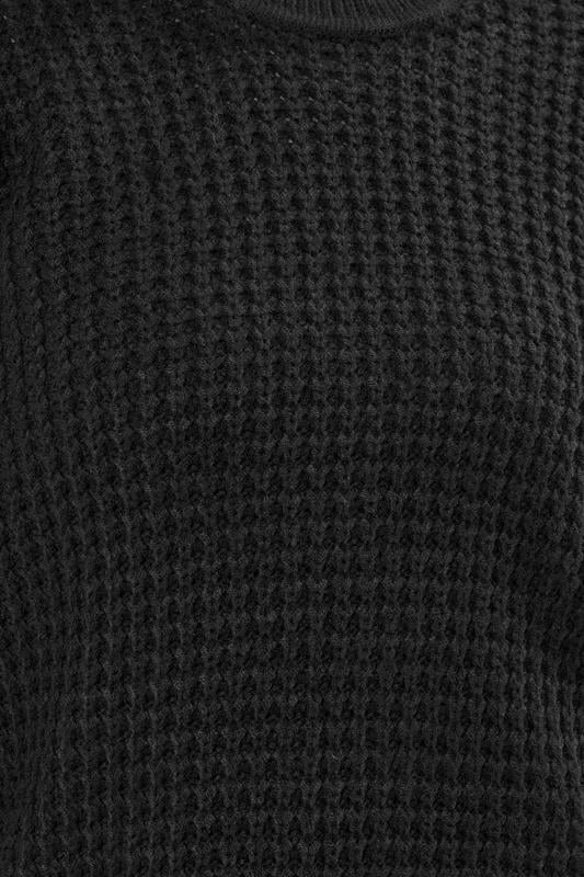 YOURS Plus Size Black Waffle Knit Jumper | Yours Clothing 4