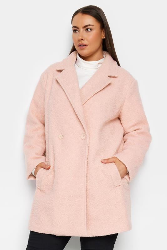 Plus Size  Evans Pink Boucle City Coat