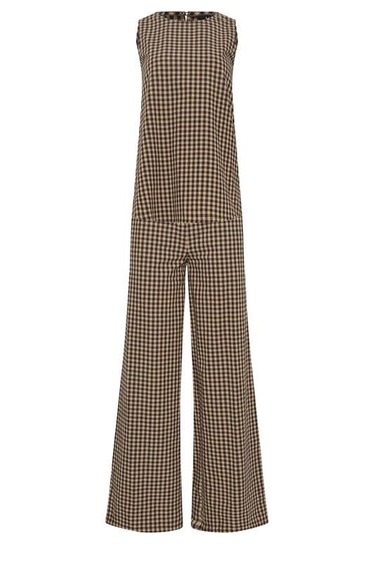 LTS Tall Women's Set Brown Gingham Print Vest Top & Trousers | Long Tall Sally 8