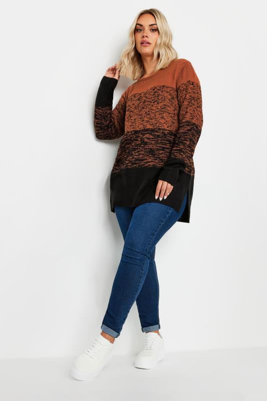 YOURS Plus Size Teal Blue Colourblock Jumper | Yours Clothing 3