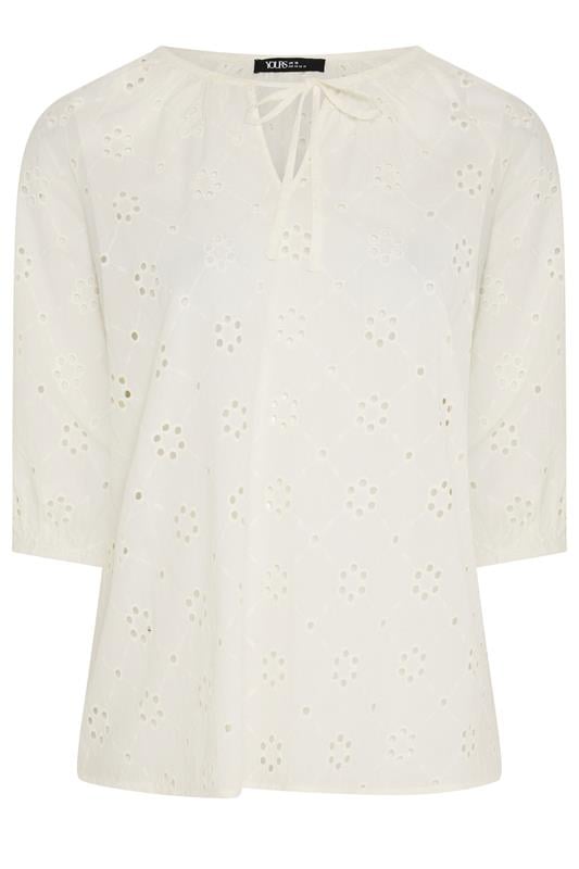 YOURS Curve White Floral Broderie Anglaise Top | Yours Clothing 5