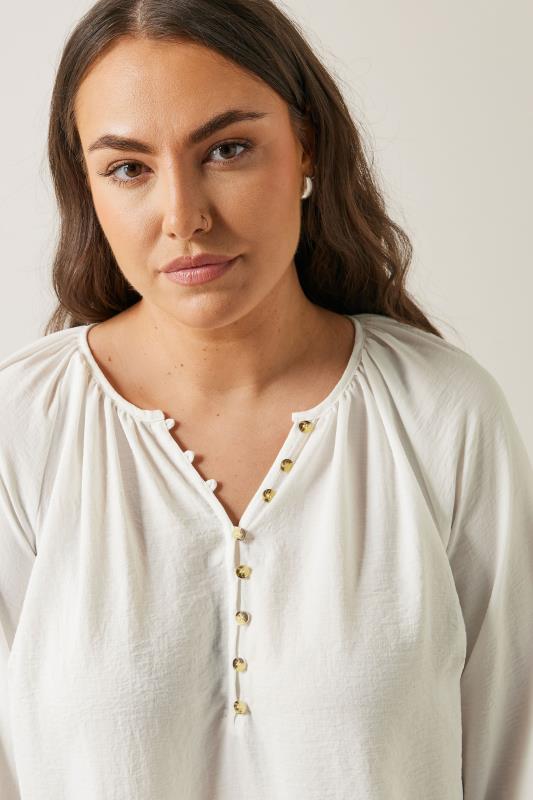 EVANS Plus Size White Button Front Long Sleeve Blouse | Evans 4