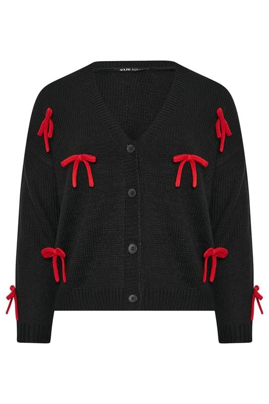 YOURS Plus Size Black Bow Detail Knitted Cardigan | Yours Clothing 6