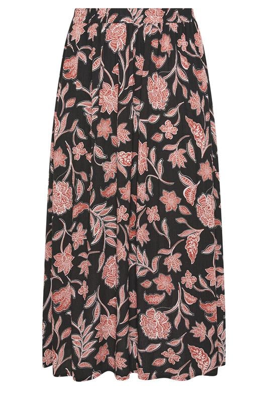 EVANS Plus Size Rust Orange Print A Line Midi Skirt | Evans 6