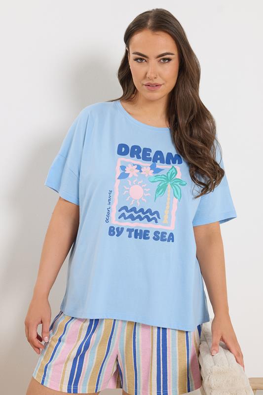  YOURS Curve Blue 'Dream By The Sea' Pyjama Top