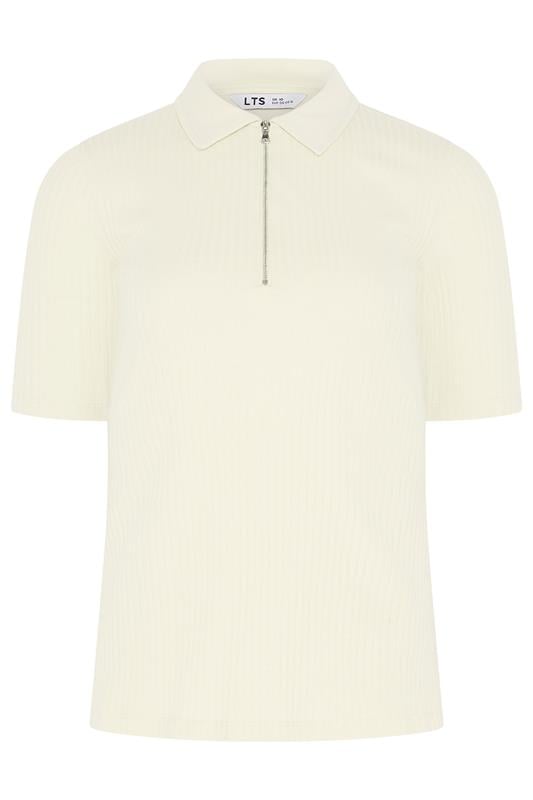 LTS Tall Women's Yellow Half Zip Ribbed Cotton Collared Top | Long Tall Sally 6