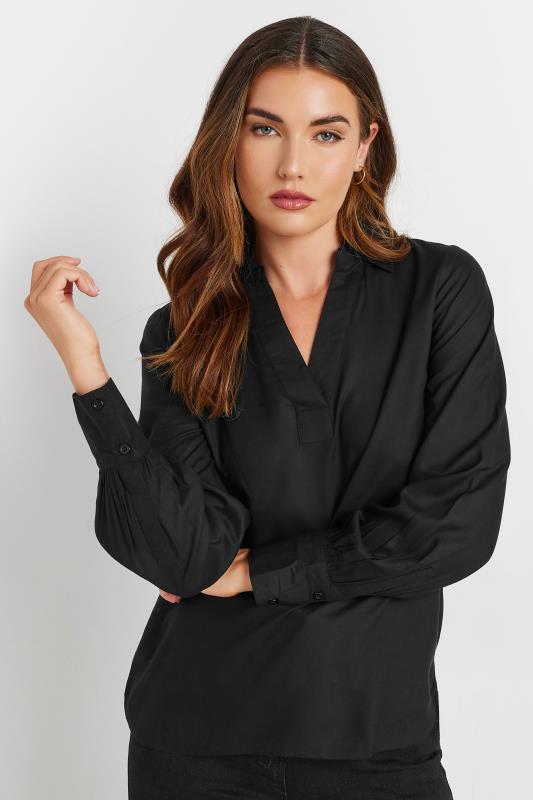 LTS Tall Black Open Collar Shirt | Long Tall Sally 1