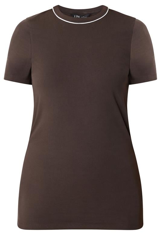 LTS Tall Women's Chocolate Brown Active Piped T-Shirt | Long Tall Sally 5
