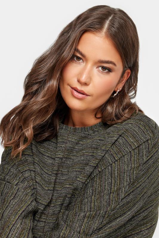 YOURS Plus Size Dark Green Metallic Stripe Sweatshirt | Yours Clothing 4