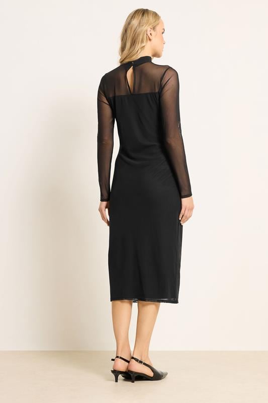 LTS Tall Black Mesh High Neck Midi Dress | Long Tall Sally 2