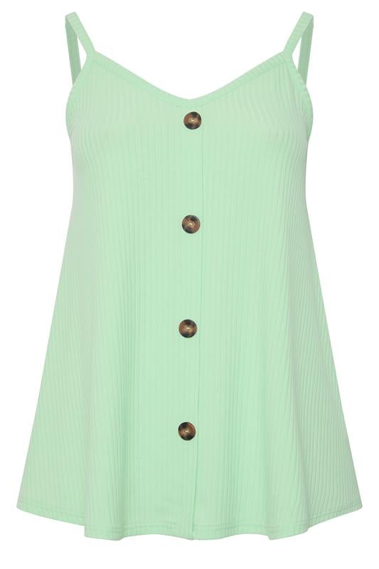 YOURS Plus Size Mint Green Ribbed Swing Vest Top | Yours Clothing 1