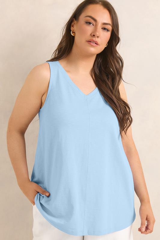  EVANS Curve Blue Premium Cotton Vest Top