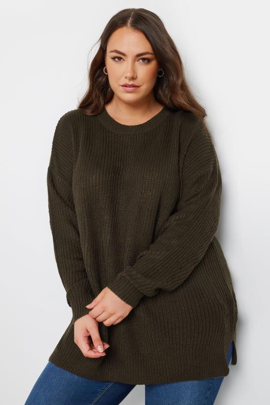 YOURS Plus Size Chocolate Brown Knitted Jumper | Yours Clothing 1