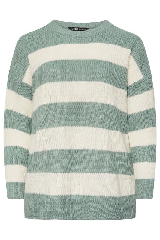 YOURS Plus Size Blue & White Stripe Knitted Jumper | Yours Clothing 6