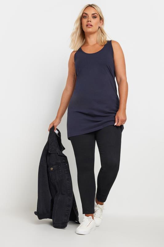 Plus Size Navy Blue Longline Vest Top | Yours Clothing 2