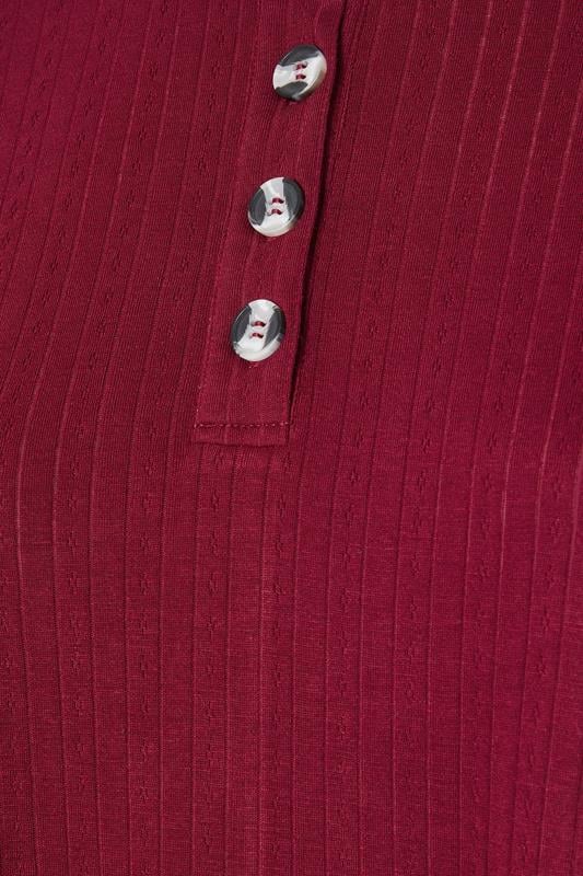 YOURS Plus Size Burgundy Red Henley Swing Top | Yours Clothing 6