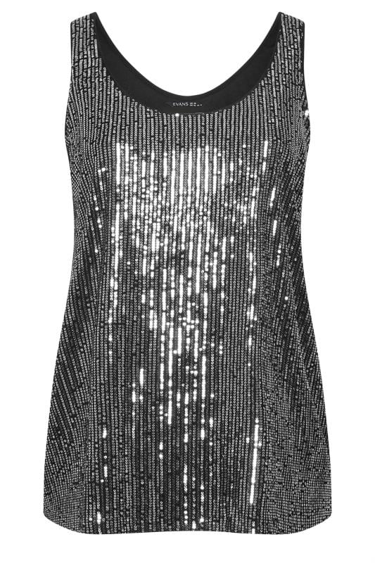 EVANS Plus Size Silver Sequin Embellished Vest Top | Evans  6