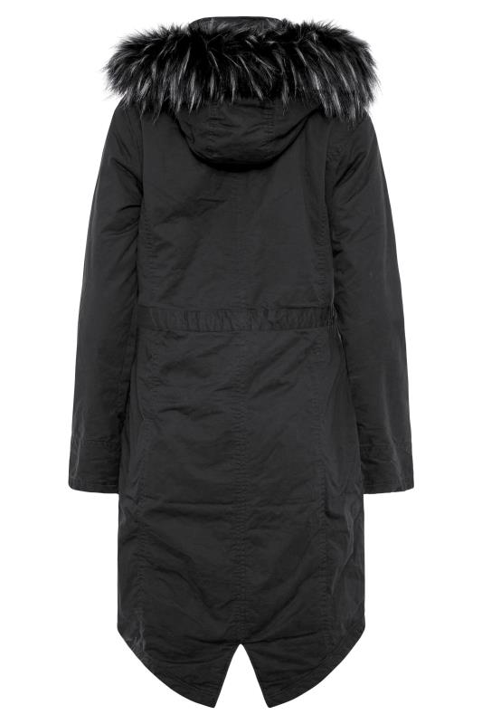 LTS Black Faux Fur Trim Parka | Long Tall Sally 7