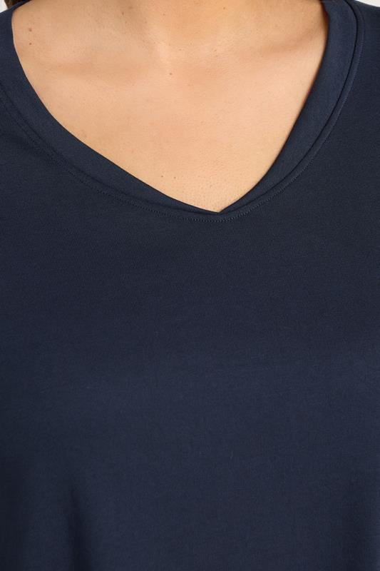 EVANS Plus Size Navy Blue V-Neck Modal Top | Evans 5