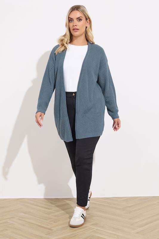 YOURS Plus Size Essential Light Blue Knitted Cardigan | Yours Clothing 1