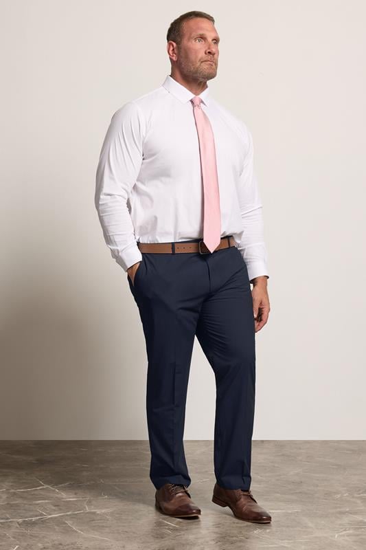 D555 Big & Tall Navy Blue Stretch Formal Trousers