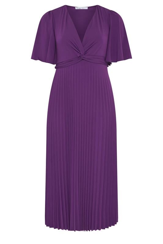 YOURS LONDON Plus Size Plum Purple Knot Pleated Maxi Dress | Yours Clothing 5