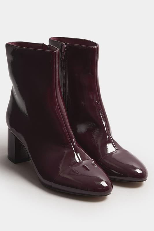  LTS Burgundy Red Patent Block Heel Ankle Boot