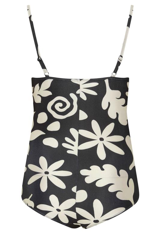 YOURS Plus Size Black Abstract Floral Print Swimsuit | Yours Clothing 8
