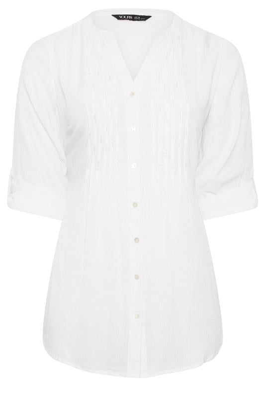 YOURS Plus Size White Pintuck Embellished Shirt | Yours Clothing 5