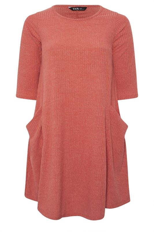 YOURS Plus Size Orange Drape Pocket Dress | Yours Clothing 5