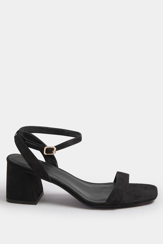 Black Faux Suede Block Heel Sandals In Extra Wide EEE Fit | Yours Clothing 2