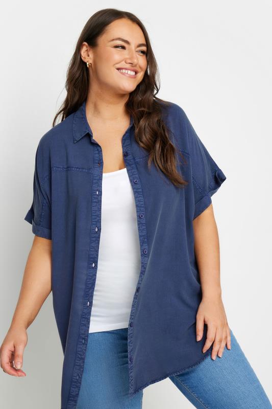 Plus Size  YOURS Curve Indigo Blue Chambray Shirt