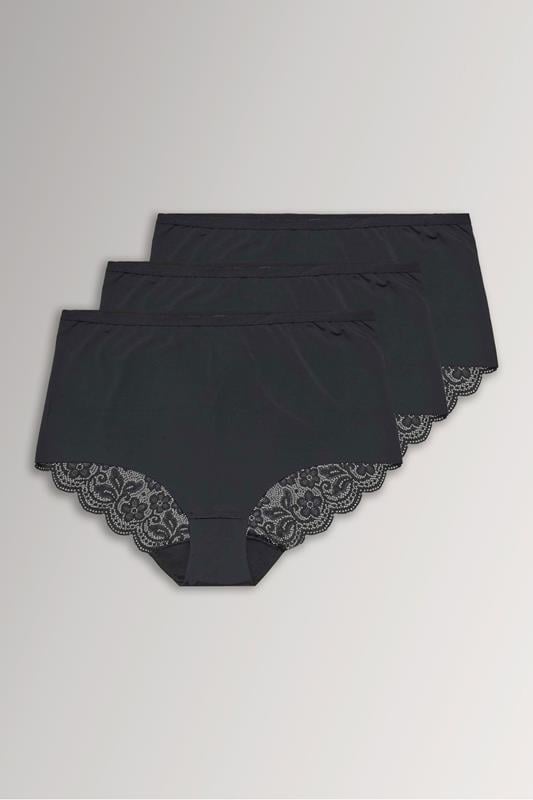  YOURSET 3 PACK Curve Black Lace Full Briefs