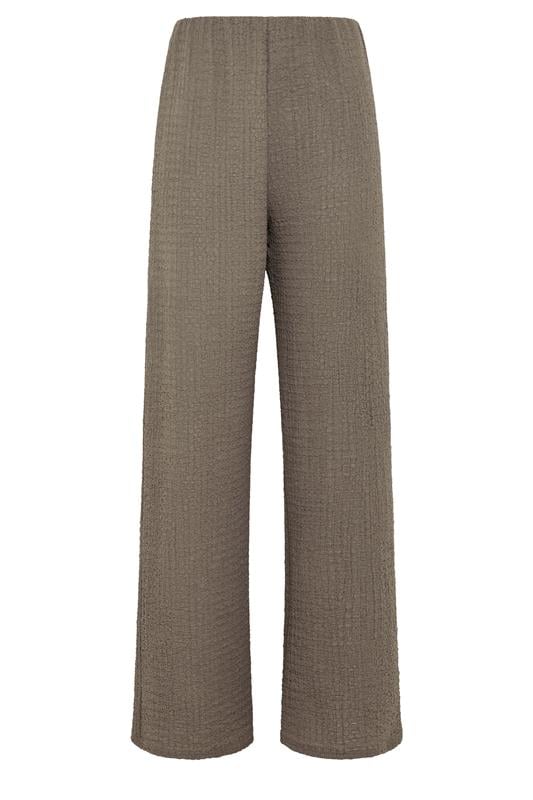 LTS Tall Women's Mocha Brown Textured Wide Leg Trousers | Long Tall Sally 5
