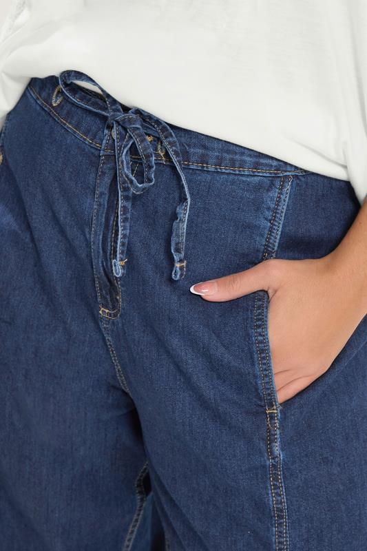 YOURS Plus Size Mid Blue Crop Barrel Jeans | Yours Clothing 4