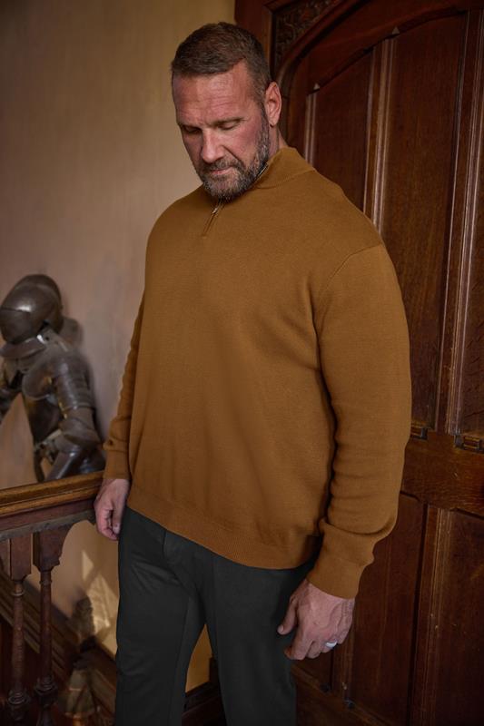 BadRhino Big & Tall Brown Milano Quarter Zip Jumper
