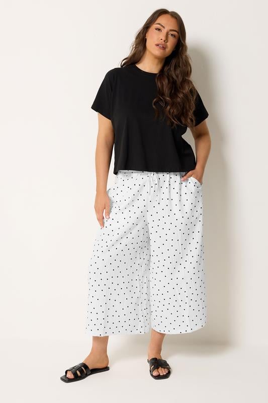  YOURS Curve White Polka Dot Culottes