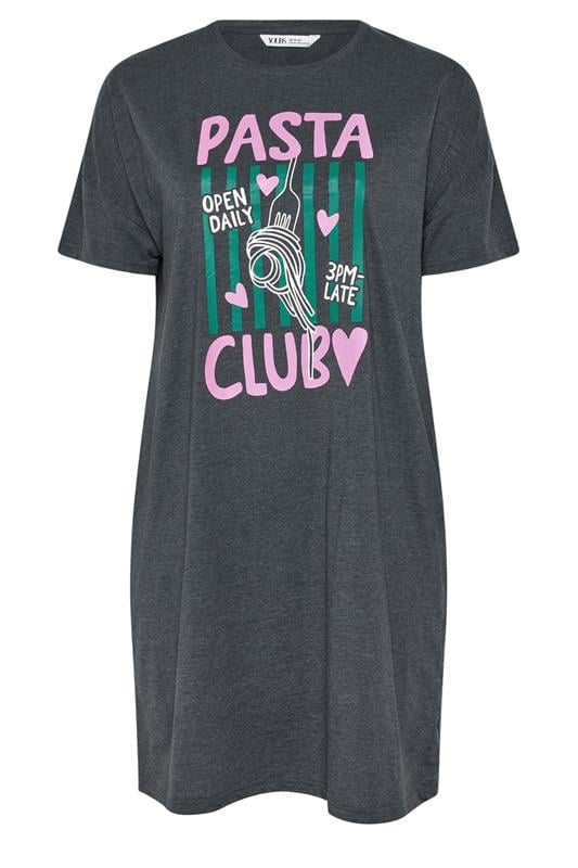 YOURSET 2 PACK Plus Size Grey 'Pasta Club' Sleep Tee Nightdresses | Yours Clothing 8