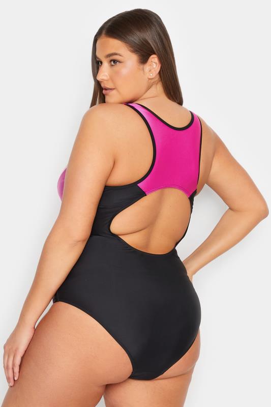 LTS Tall Women's Pink Contrast Active Swimsuit | Long Tall Sally 4