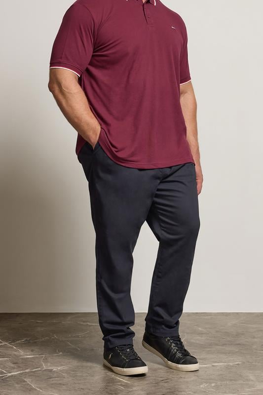 BadRhino Big & Tall Navy Blue Elasticated Waist Chinos