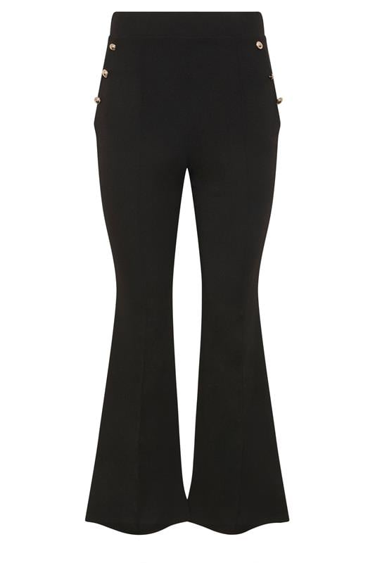 STAR Black Button Detail Flared Trousers