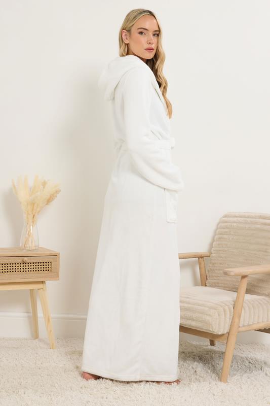 LTS Tall White Luxury Soft Fleece Maxi Dressing Gown | Long Tall Sally 2