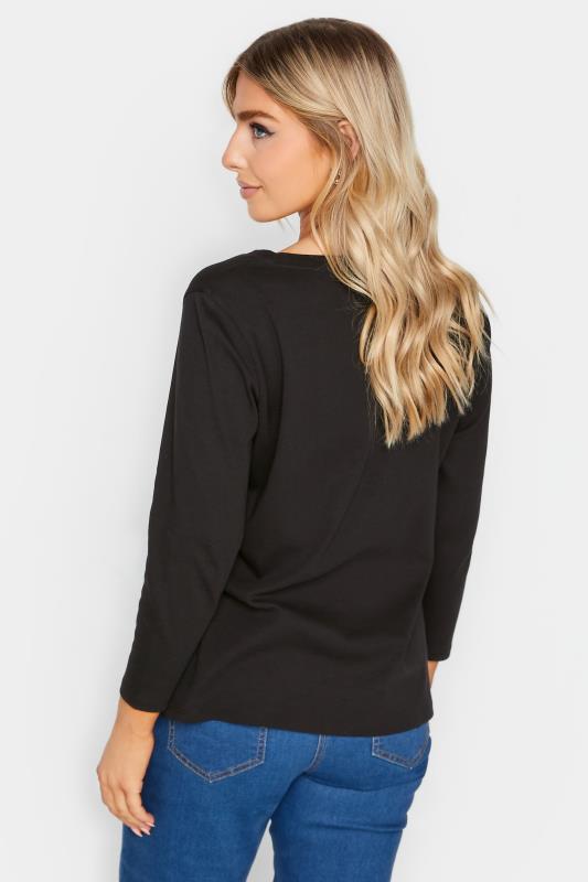 M&Co Black Long Sleeve Cotton Blend Top | M&Co  3