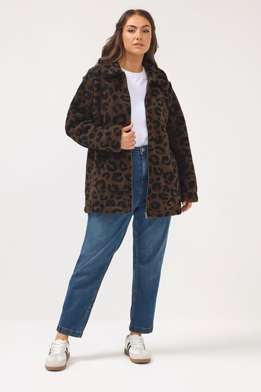 YOURS Plus Size Brown Leopard Print Heavyweight Fleece | Yours Clothing 2