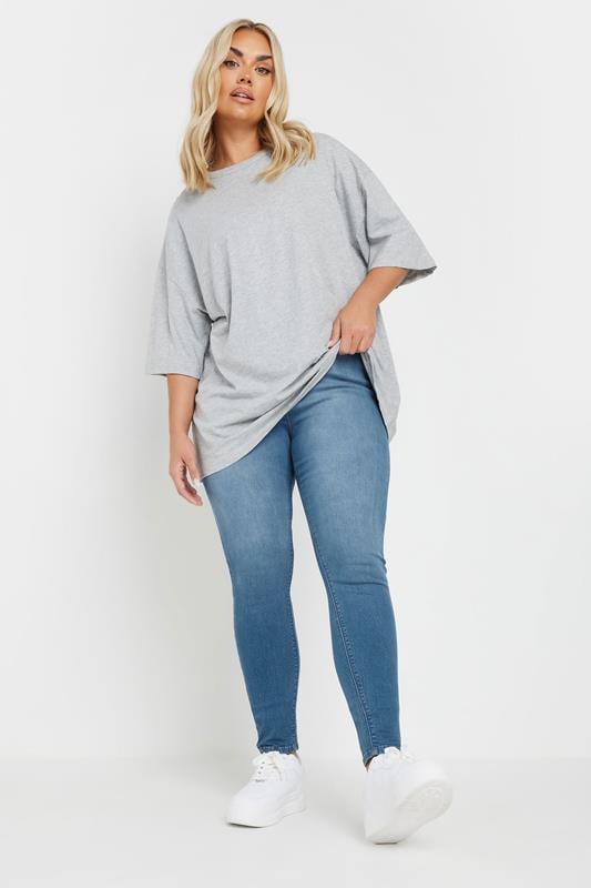 YOURS FOR GOOD Plus Size Mid Blue Pull On Stretch JENNY Jeggings | Yours Clothing 1