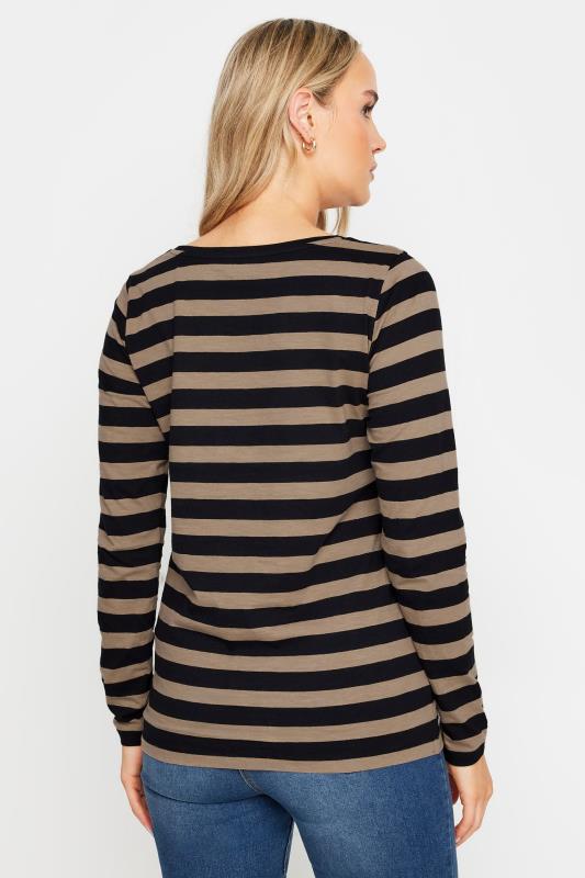 LTS Tall Black & Brown Stripe Long Sleeve Cotton T-Shirt | Long Tall Sally 3