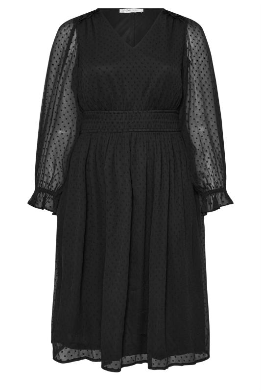 YOURS LONDON Plus Size Black Dobby Midi Dress | Yours Clothing 6