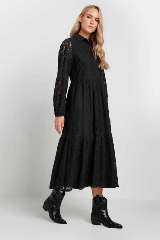 LTS Tall Black Lace Tiered Midi Dress | Long Tall Sally 3