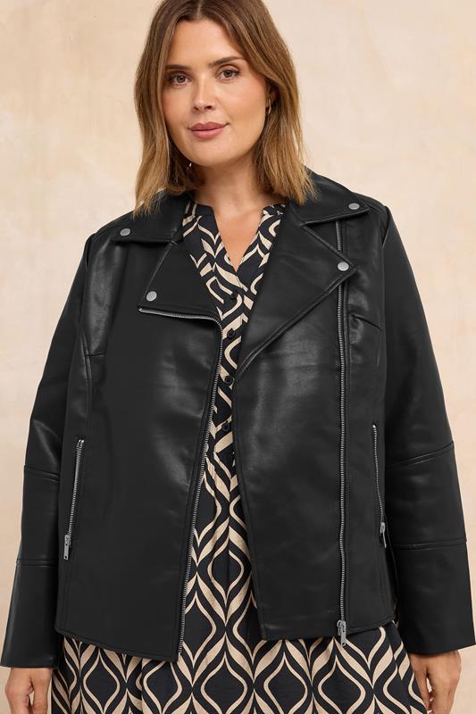 Plus Size  EVANS Curve Black Faux Leather Biker Jacket